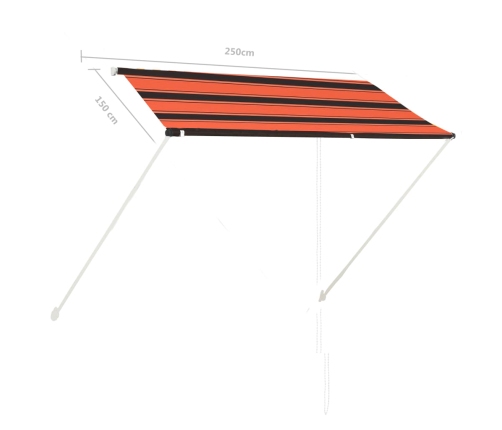 Toldo retráctil naranja y marrón 250x150 cm