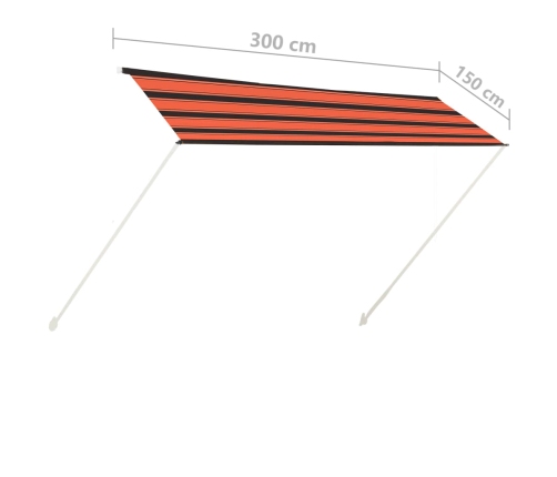 Toldo retráctil naranja y marrón 300x150 cm