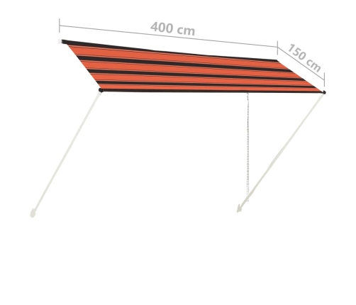 Toldo retráctil naranja y marrón 400x150 cm