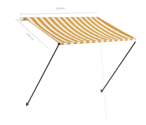 Toldo retráctil con LED amarillo y blanco 150x150 cm