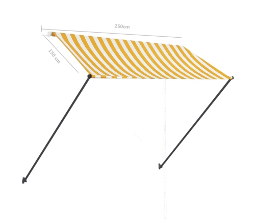 Toldo retráctil con LED amarillo y blanco 250x150 cm