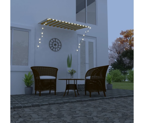 Toldo retráctil con LED amarillo y blanco 250x150 cm