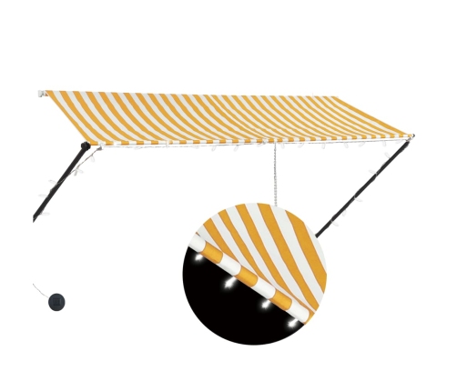 Toldo retráctil con LED amarillo y blanco 300x150 cm
