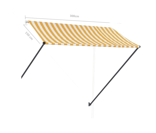 Toldo retráctil con LED amarillo y blanco 300x150 cm