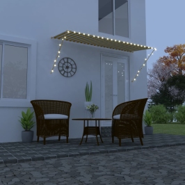 Toldo retráctil con LED amarillo y blanco 300x150 cm