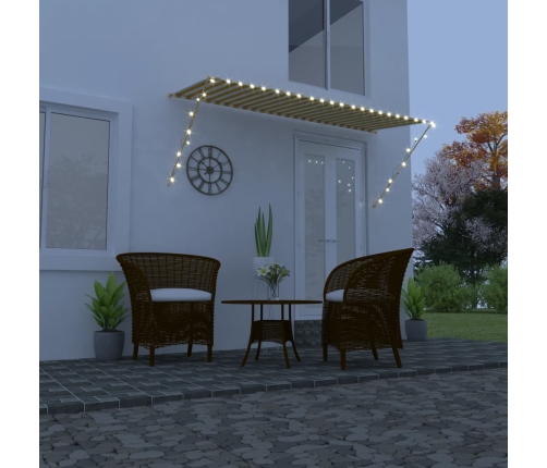 Toldo retráctil con LED amarillo y blanco 300x150 cm