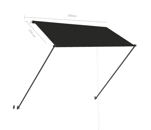 Toldo retráctil con LED gris antracita 250x150 cm