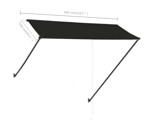 Toldo retráctil con LED gris antracita 300x150 cm