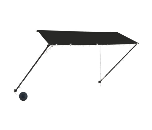 Toldo retráctil con LED gris antracita 350x150 cm