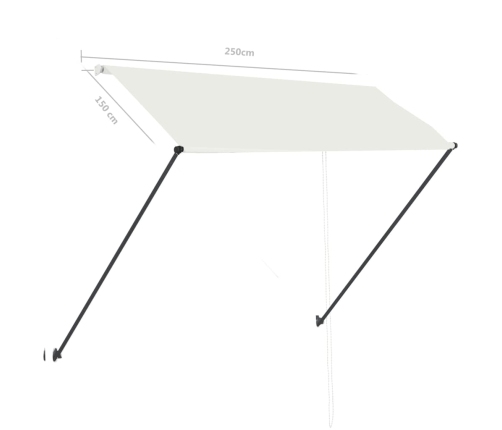 Toldo retráctil con LED color crema 250x150 cm