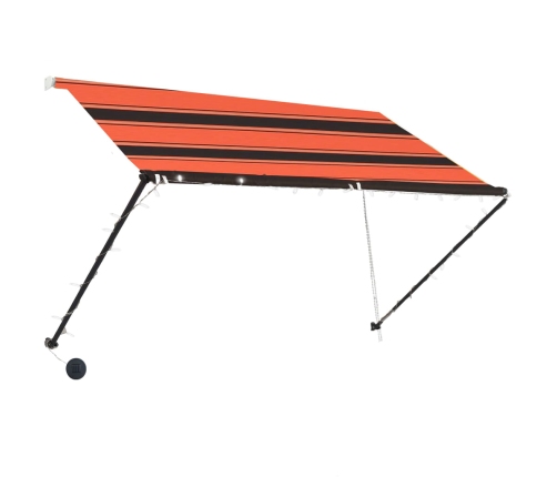 Toldo retráctil con LED naranja y marrón 250x150 cm