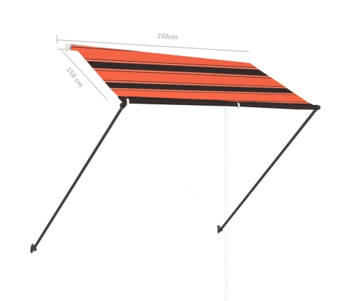 Toldo retráctil con LED naranja y marrón 250x150 cm