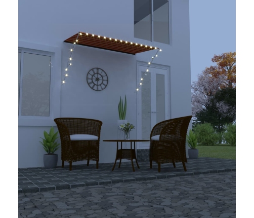 Toldo retráctil con LED naranja y marrón 250x150 cm