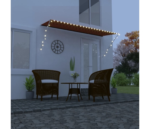 Toldo retráctil con LED naranja y marrón 300x150 cm