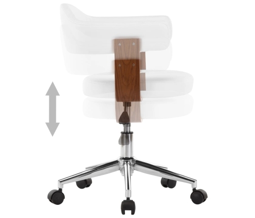 Silla comedor giratoria madera curvada cuero sintético blanco