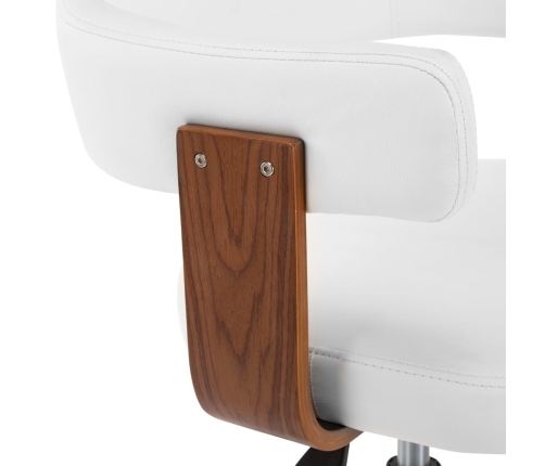 Silla comedor giratoria madera curvada cuero sintético blanco