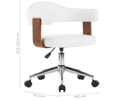 Silla comedor giratoria madera curvada cuero sintético blanco