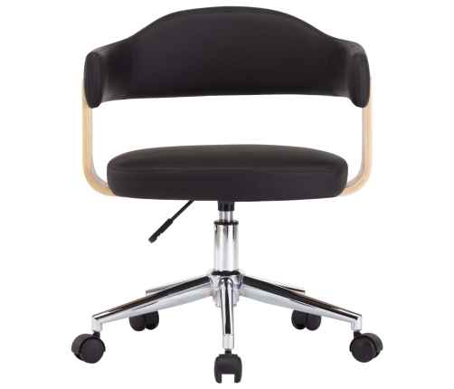 Silla de comedor giratoria madera curvada cuero sintético negro