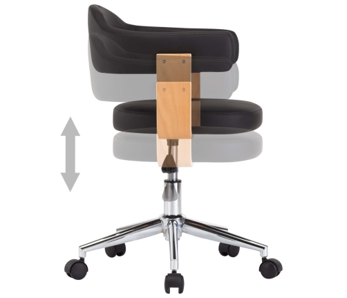Silla de comedor giratoria madera curvada cuero sintético negro
