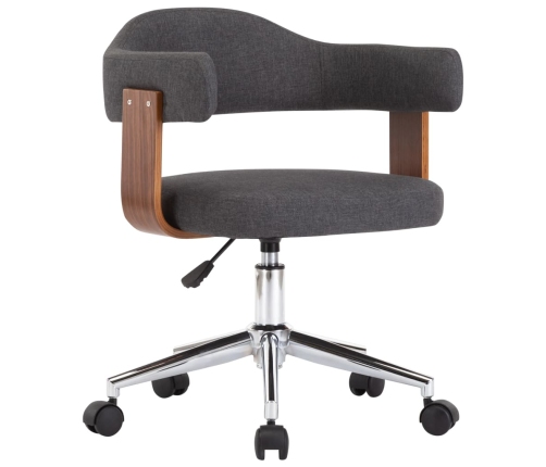 Silla de comedor giratoria de madera curvada y tela gris