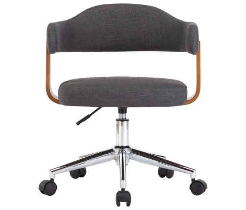 Silla de comedor giratoria de madera curvada y tela gris