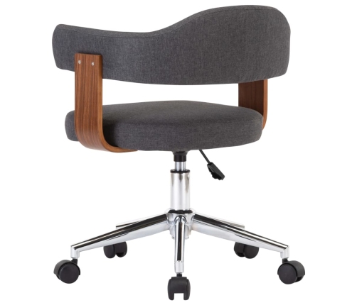 Silla de comedor giratoria de madera curvada y tela gris