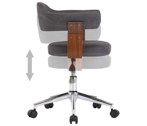 Silla de comedor giratoria de madera curvada y tela gris