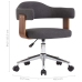 Silla de comedor giratoria de madera curvada y tela gris