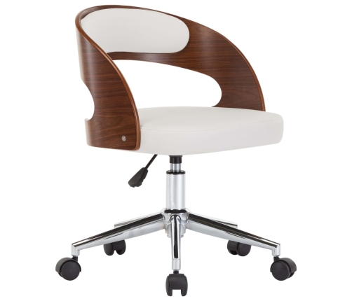 Silla comedor giratoria madera curvada cuero sintético blanco