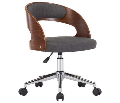 Silla de comedor giratoria de madera curvada y tela gris