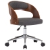 Silla de comedor giratoria de madera curvada y tela gris