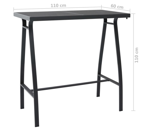 Mesa alta de jardín vidrio templado negro 110x60x110 cm