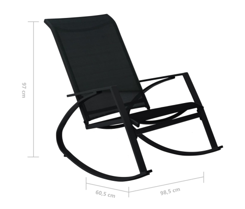 Sillas mecedoras de jardín 2 unidades textilene negro