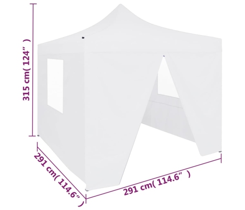 Carpa plegable profesional con 4 paredes acero blanco 3x3 m