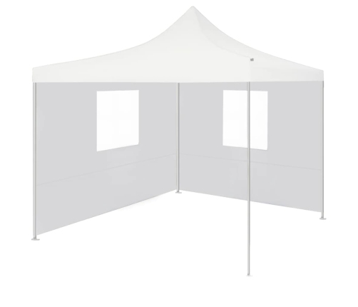 Carpa plegable profesional con 2 paredes acero blanco 3x3 m