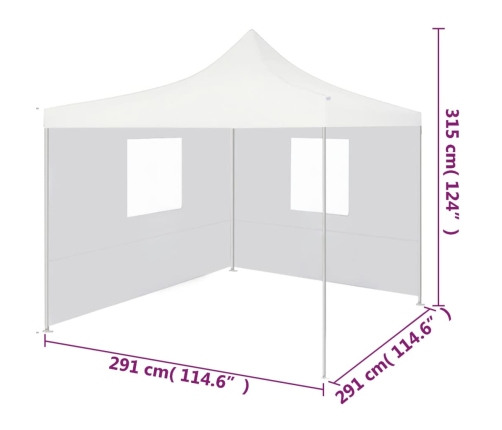 Carpa plegable profesional con 2 paredes acero blanco 3x3 m