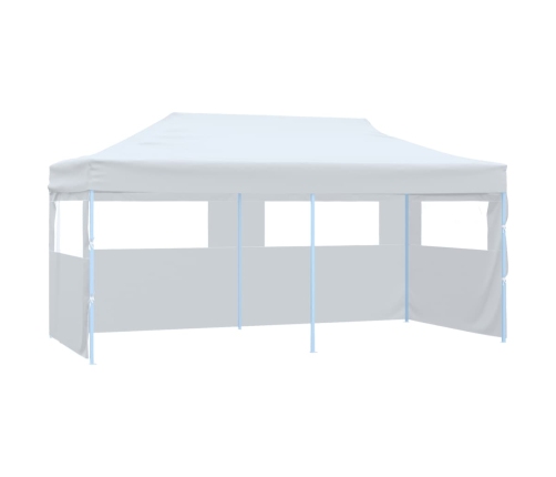 Carpa de fiestas plegable paredes laterales acero blanco 3x6 m