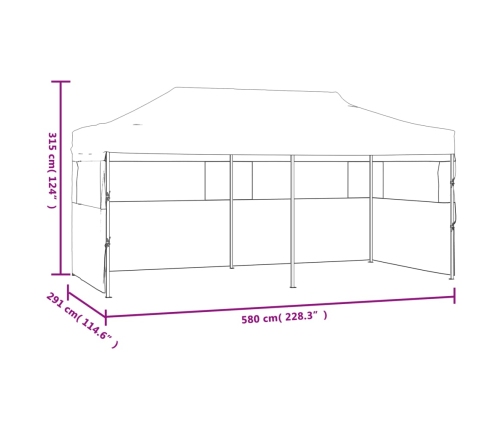 Carpa de fiestas plegable paredes laterales acero blanco 3x6 m