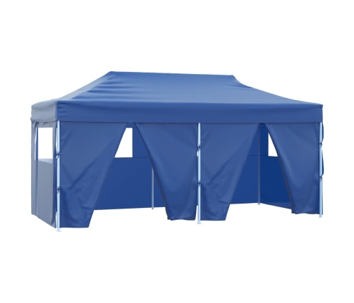 Carpa plegable profesional con 4 paredes acero azul 3x6 m