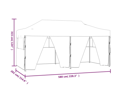 Carpa plegable profesional con 4 paredes acero azul 3x6 m