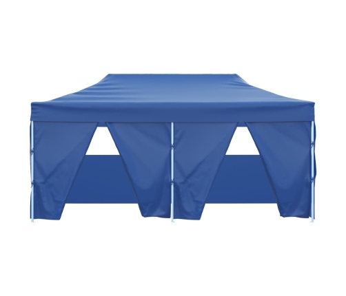 Carpa plegable profesional con 4 paredes acero azul 3x6 m