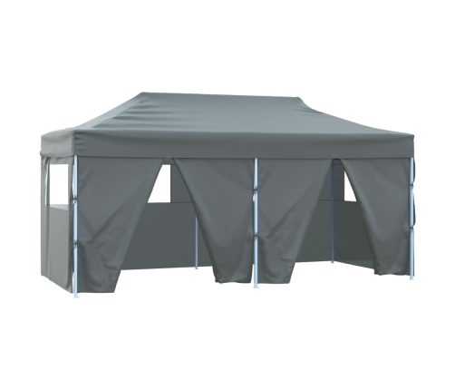 Carpa plegable profesional con 4 paredes acero antracita 3x6 m