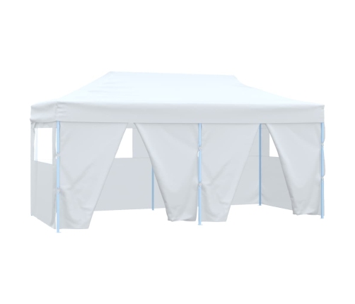 Carpa plegable profesional con 4 paredes acero blanco 3x6 m