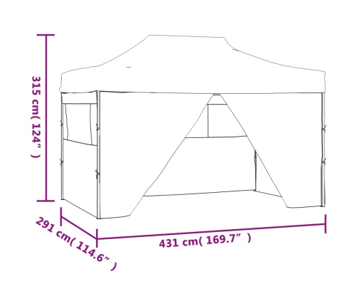 Carpa plegable para celebraciones con 4 paredes blanco 3x4,5 m