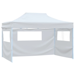 Carpa plegable para celebraciones con 3 paredes blanco 3x4,5 m