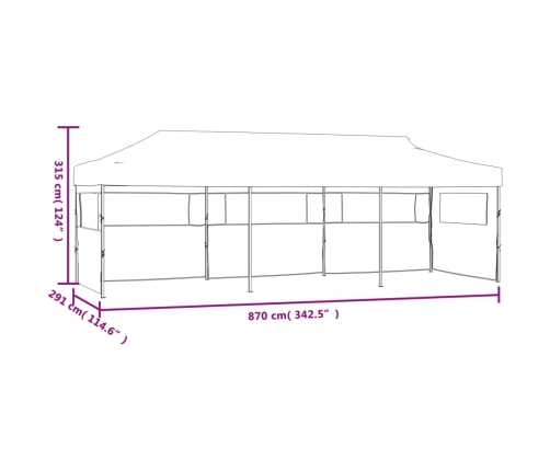 Carpa de fiestas pop-up plegable con 5 paredes blanco 3x9 m