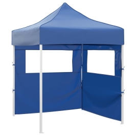 Carpa plegable profesional con 2 paredes acero azul 2x2 m