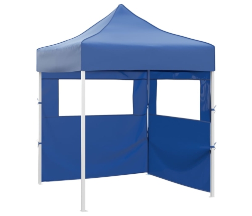 Carpa plegable profesional con 2 paredes acero azul 2x2 m