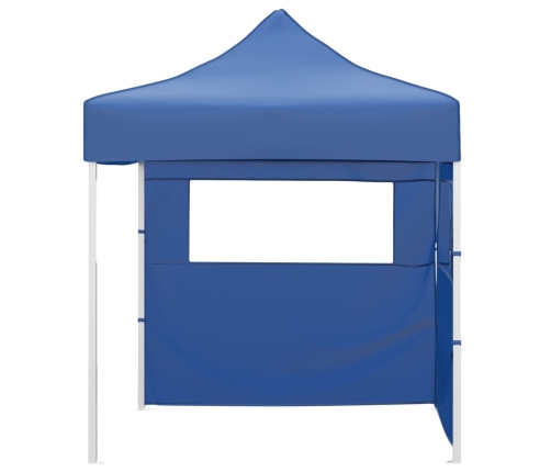 Carpa plegable profesional con 2 paredes acero azul 2x2 m