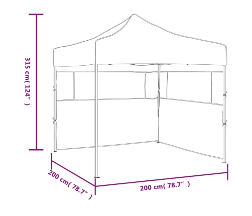 Carpa plegable profesional con 2 paredes acero azul 2x2 m